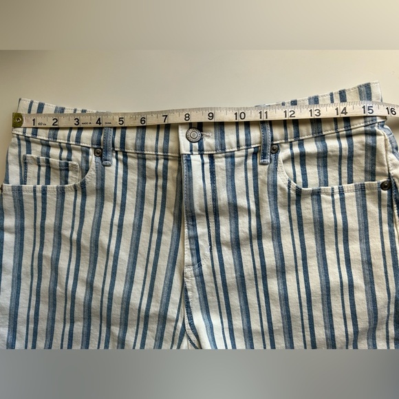 Loft Denim Cut Off Shorts Blue White Stripe Size 10 - Picture 8 of 10
